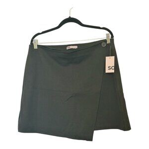 SO Skirt Women's Size XL Black Faux Wrap Mini Length Y2K Stretchy Fabric Goth